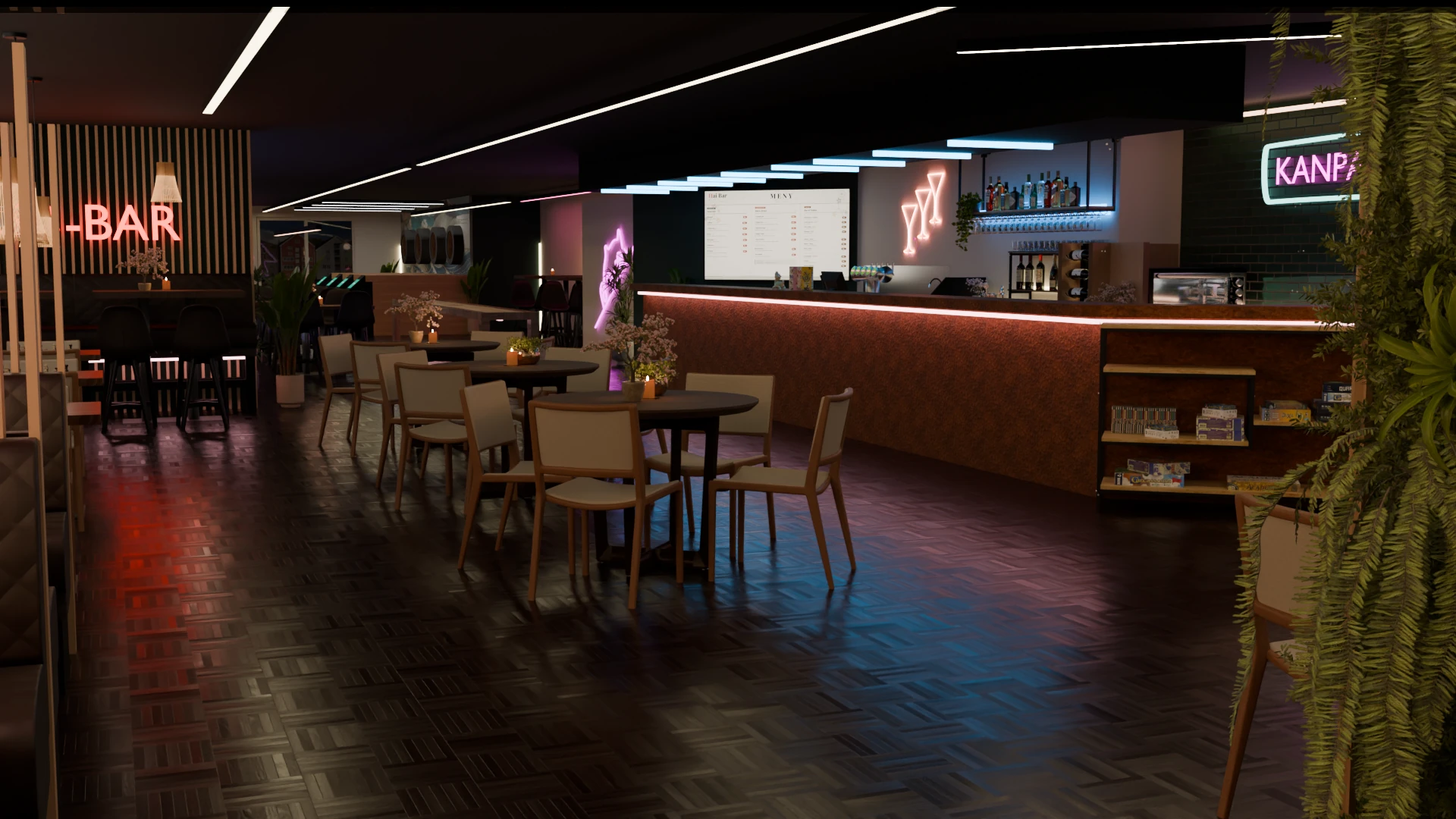 Lounge og bar — intim kveldsstemning